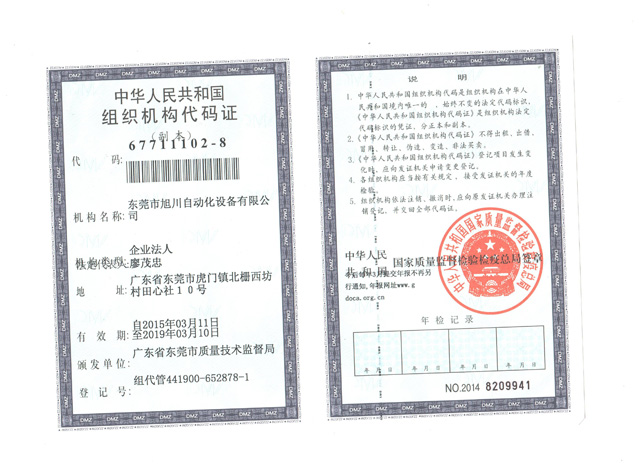 2015年组织机构代码证